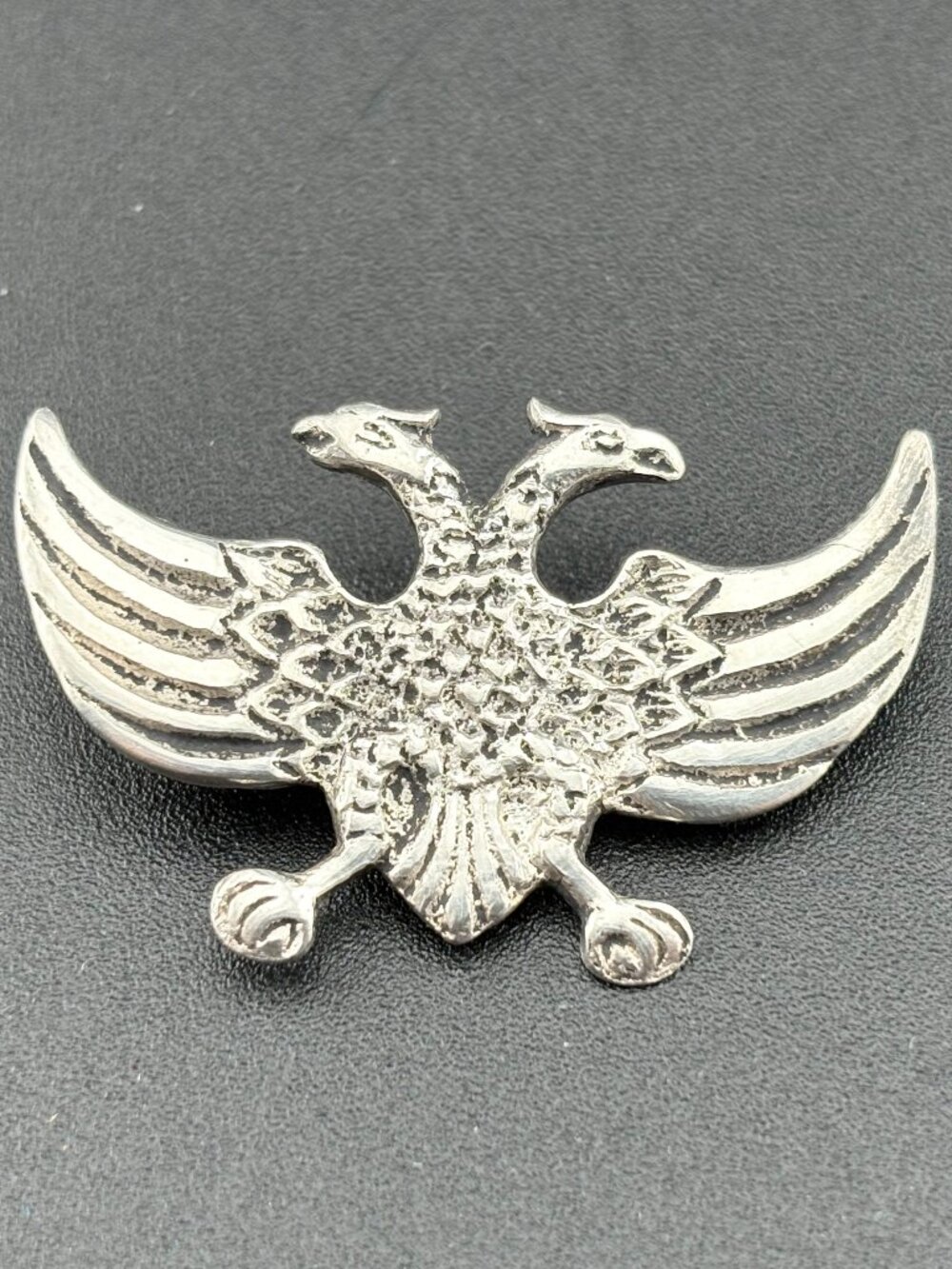 Antique 800 Silver Russian Imperial 1.3" wide Double Headed Eagle Brooch 4g